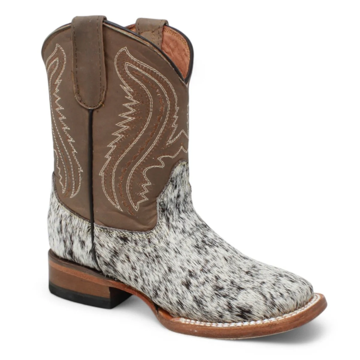 Tanner Mark Kids Leather Square Toe Boots Cow Hair Brown - Imagen 3