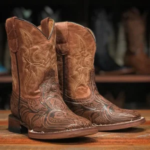 Tanner Mark Kid's Leather Square Toe Boots - Sawyer