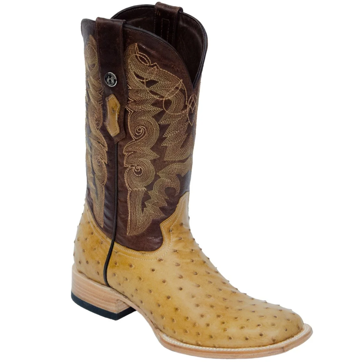 Tanner Mark Men's Genuine Full Quill Ostrich Square Toe Boots MD Saddle TMX200480 - Imagen 3