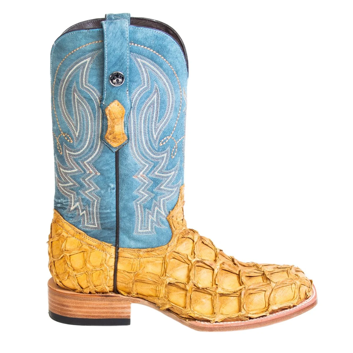 Tanner Mark Men's Genuine Monster Fish Square Toe Boots Antique Saddle Pull Up TMX201328 - Imagen 5