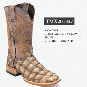 Tanner Mark Men's Genuine Monster Fish Square Toe Boots Sand Dune TMX201327