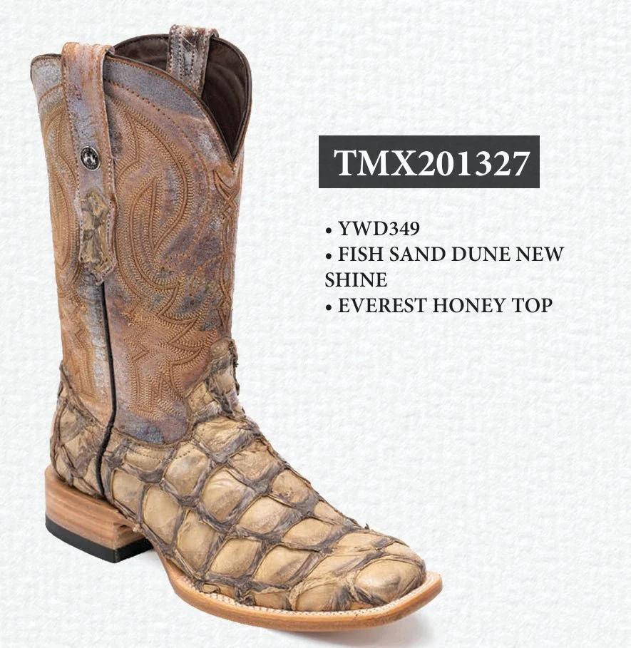 Tanner Mark Men's Genuine Monster Fish Square Toe Boots Sand Dune TMX201327