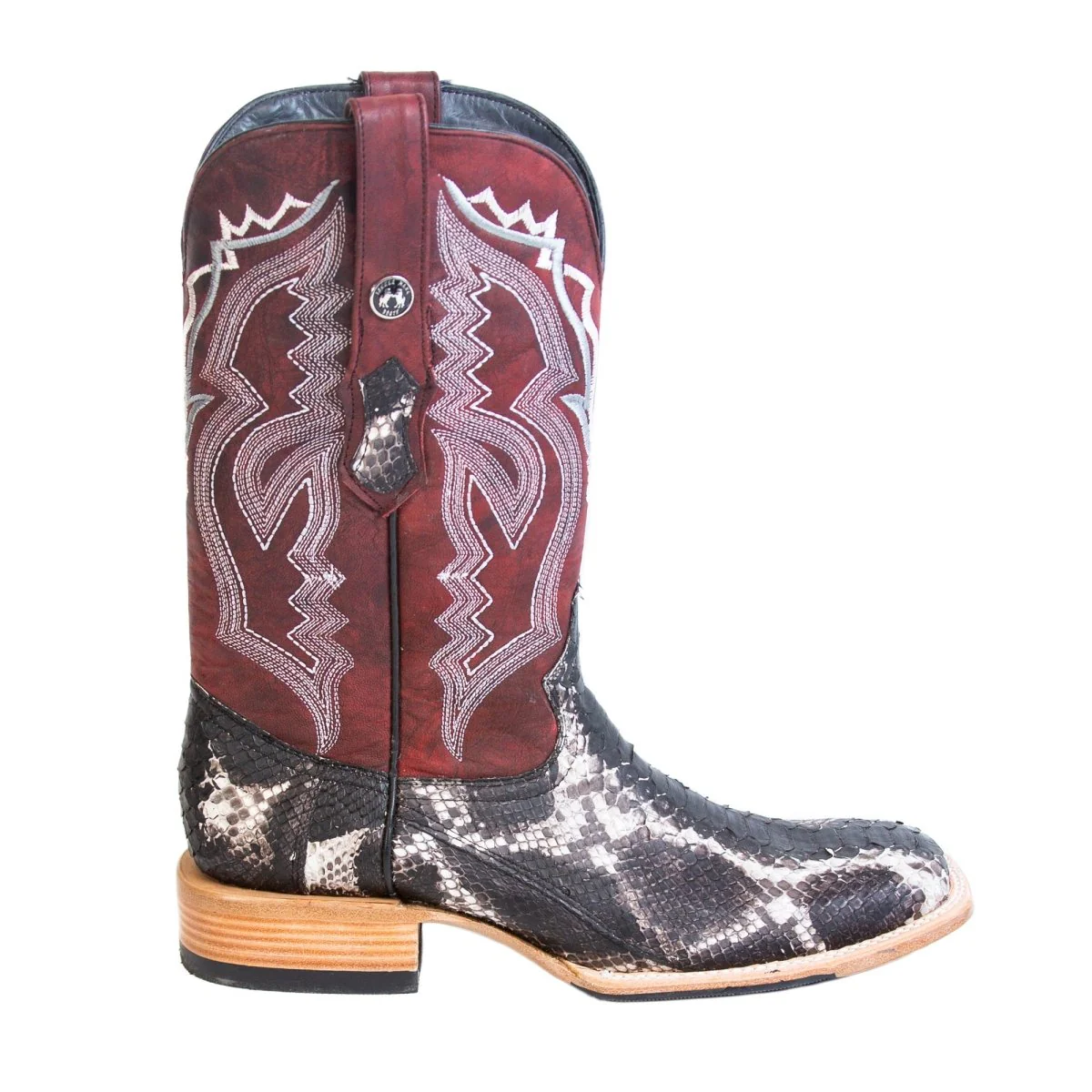 Tanner Mark Men's Genuine Python Square Toe Boots Natural - Imagen 4