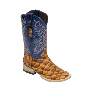 Tanner Mark Men's Ginger Genuine Monster Fish Square Toe Boots Brandy