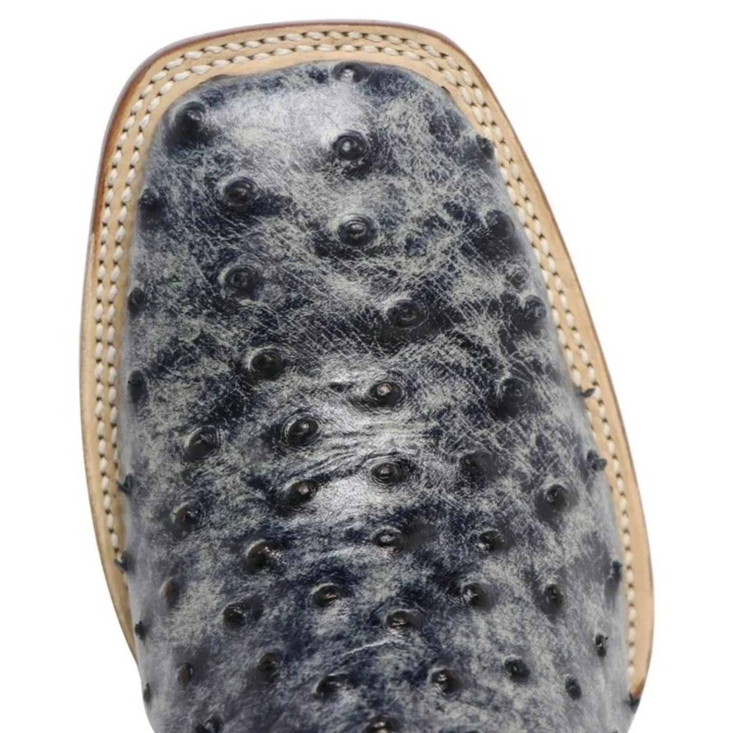 Tanner Mark Men's Guthrie Print Ostrich Square Toe Boots Rustic Black TM200962 - Imagen 7