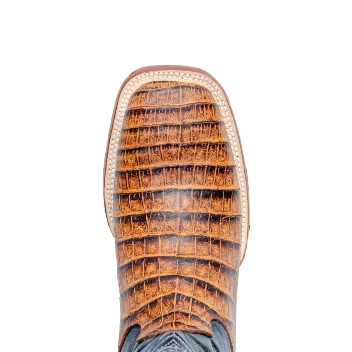 Tanner Mark Men's Hudson Print Caiman Belly Square Toe Boots Cognac - Imagen 5