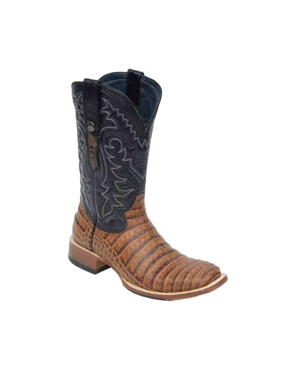Tanner Mark Men's Hudson Print Caiman Belly Square Toe Boots Cognac - Imagen 6