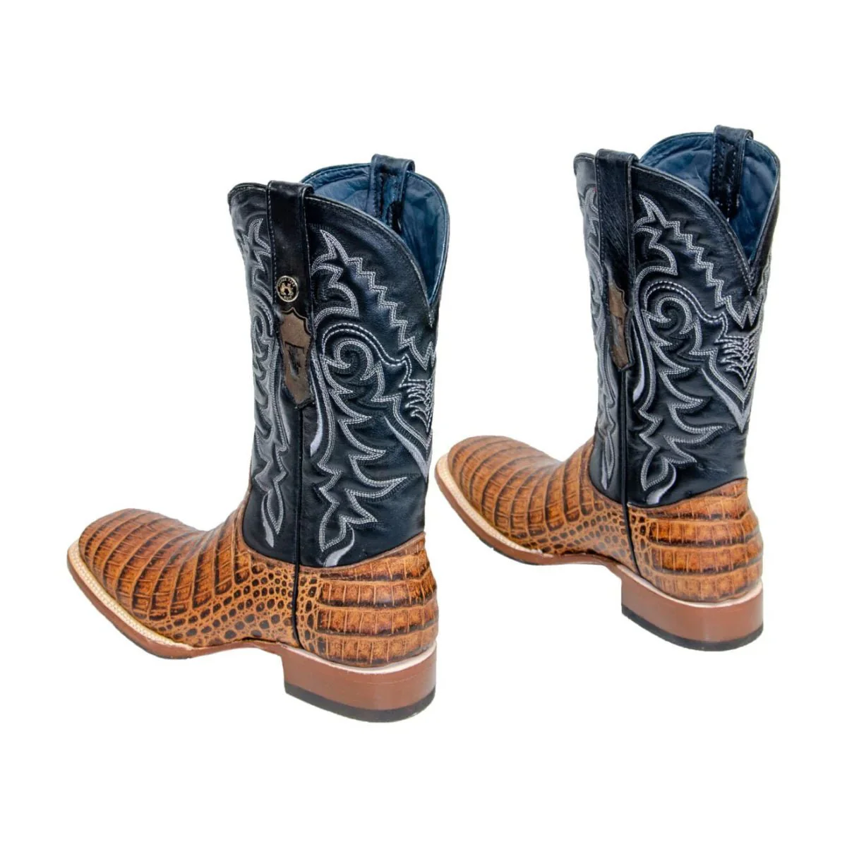 Tanner Mark Men's Hudson Print Caiman Belly Square Toe Boots Cognac - Imagen 7