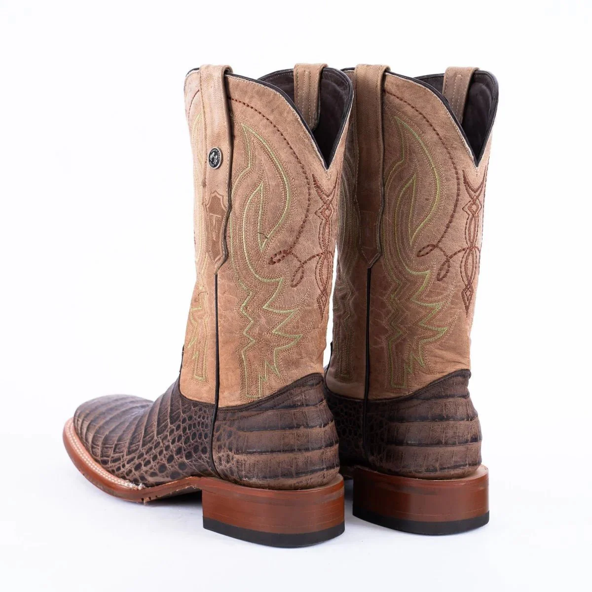 Tanner Mark Men's Print Caiman Belly Square Toe Boots Brown TM205561 - Imagen 8