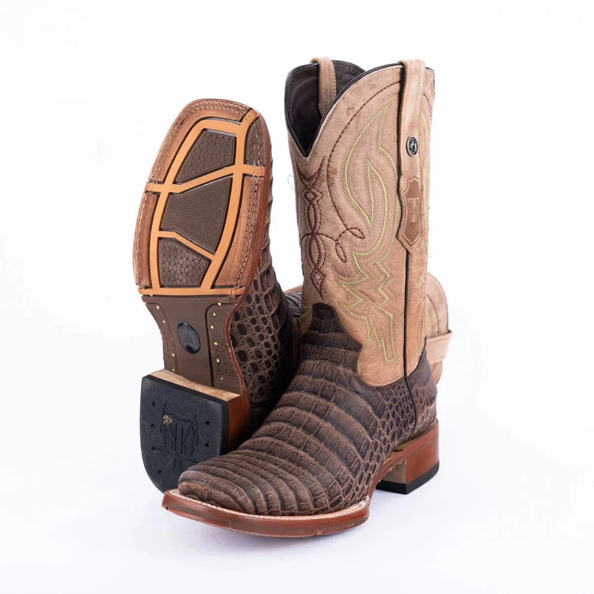 Tanner Mark Men's Print Caiman Belly Square Toe Boots Brown TM205561 - Imagen 4