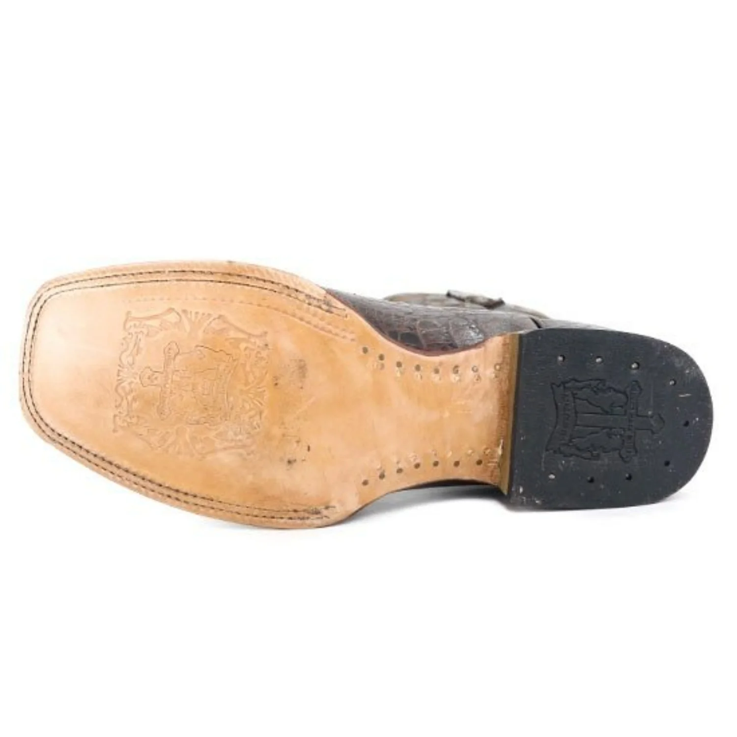 Tanner Mark Men's Print Caiman Hornback Square Toe Boots Brown - Imagen 6