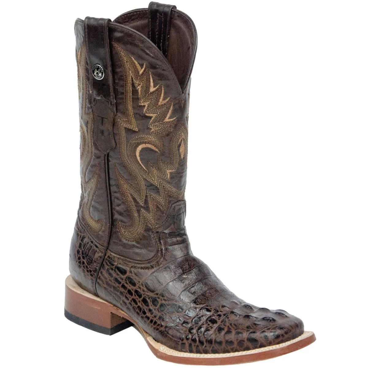 Tanner Mark Men's Print Caiman Hornback Square Toe Boots Brown - Imagen 3