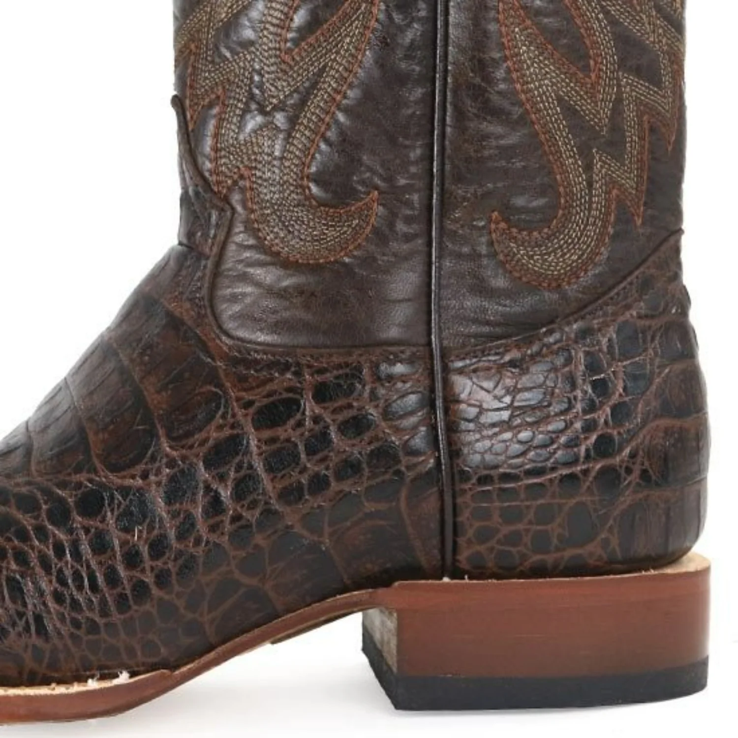 Tanner Mark Men's Print Caiman Hornback Square Toe Boots Brown - Imagen 5