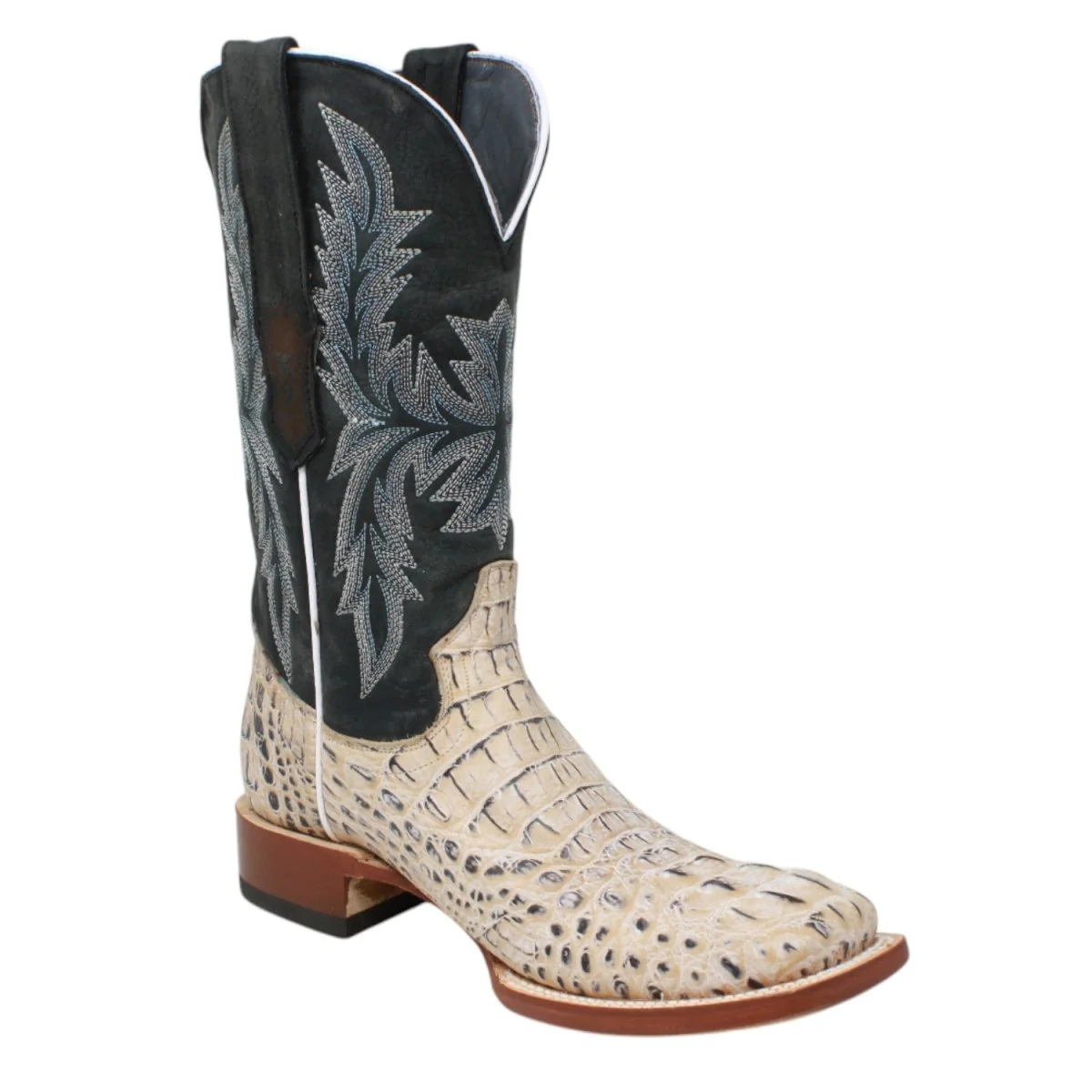 Tanner Mark Men's Print Caiman Hornback Square Toe Boots Natural TM205573 - Imagen 3