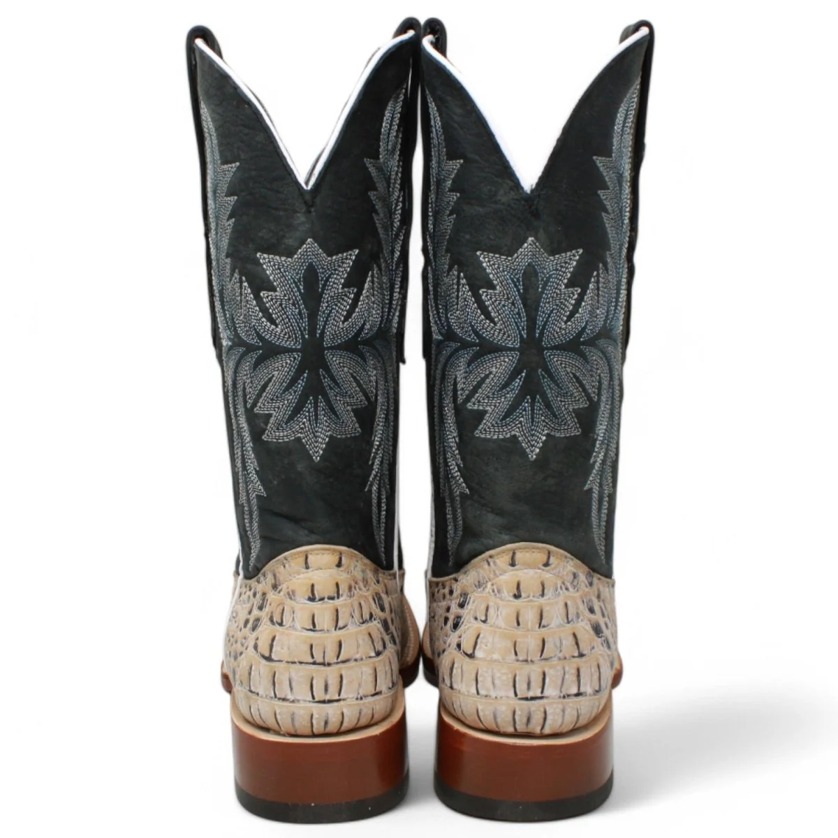 Tanner Mark Men's Print Caiman Hornback Square Toe Boots Natural TM205573 - Imagen 8