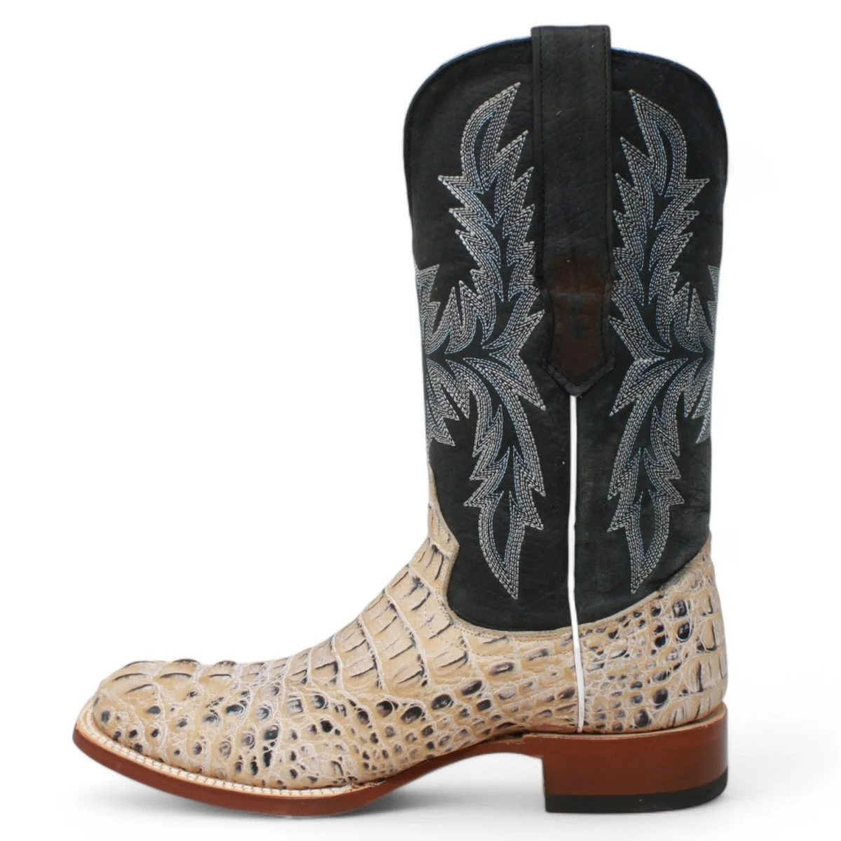 Tanner Mark Men's Print Caiman Hornback Square Toe Boots Natural TM205573 - Imagen 5