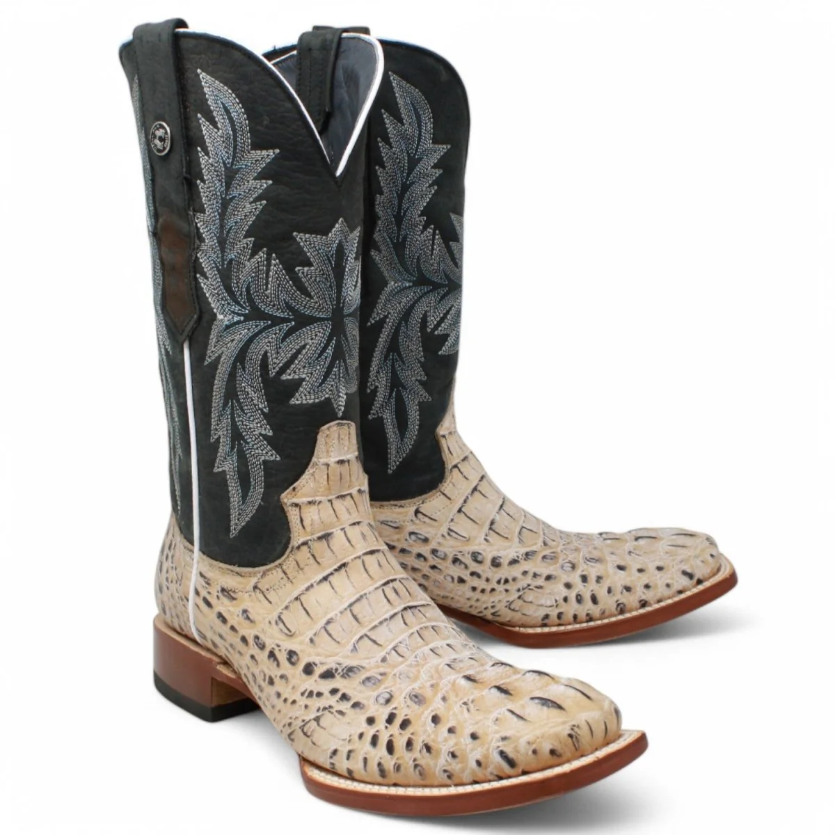 Tanner Mark Men's Print Caiman Hornback Square Toe Boots Natural TM205573 - Imagen 6