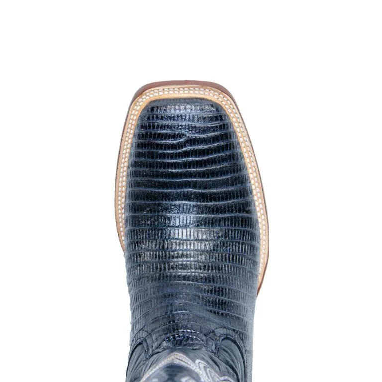 Tanner Mark Men's Print Lizard Leather Square Toe Boots Black - Imagen 3