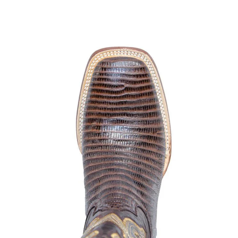 Tanner Mark Men's Print Lizard Leather Square Toe Boots Brown - Imagen 3