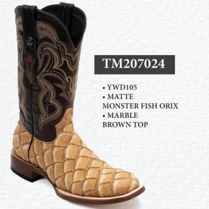 Tanner Mark Men's Print Monster Fish Square Toe Boots Orix TM207024
