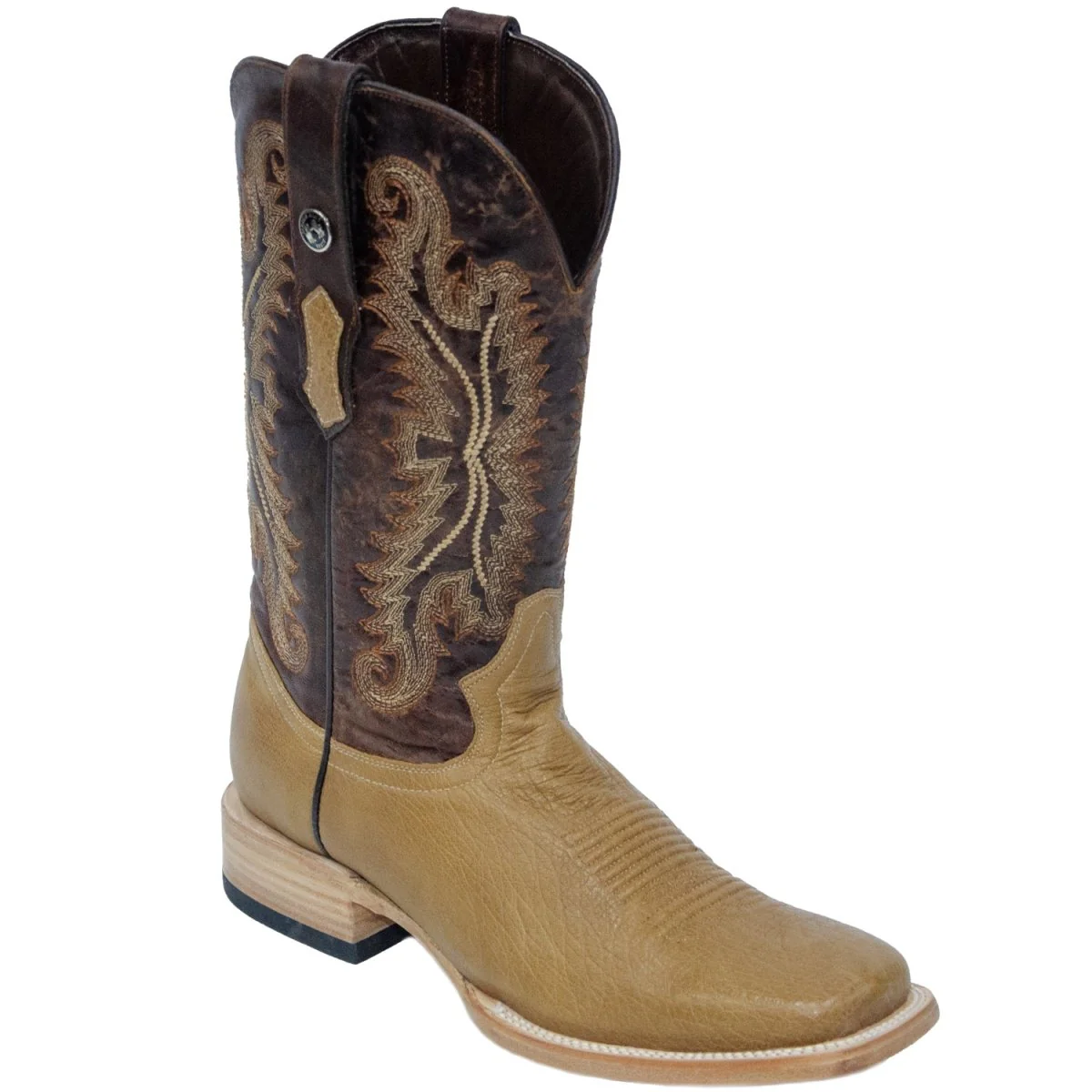 Tanner Mark Men's San Marcos Genuine Smooth Ostrich Square Toe Boots Saddle - Imagen 3