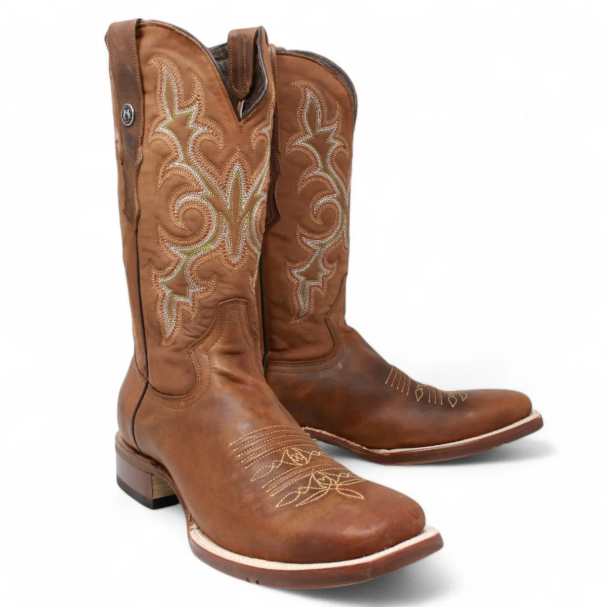 Tanner Mark Men's Square Toe Leather Boots Alamo Honey TM207045 - Imagen 5