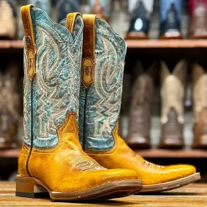 Tanner Mark Men's Square Toe Leather Boots - Damiana Orange