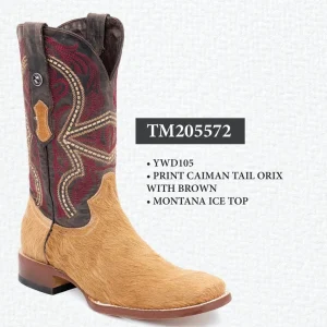 Tanner Mark Men's Square Toe Leather Boots Honey Hair Cowhide TM205572