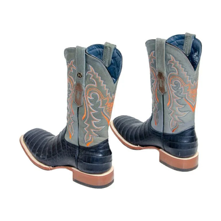 Tanner Mark Men's Wheeler Print Caiman Belly Square Toe Boots Black - Imagen 5