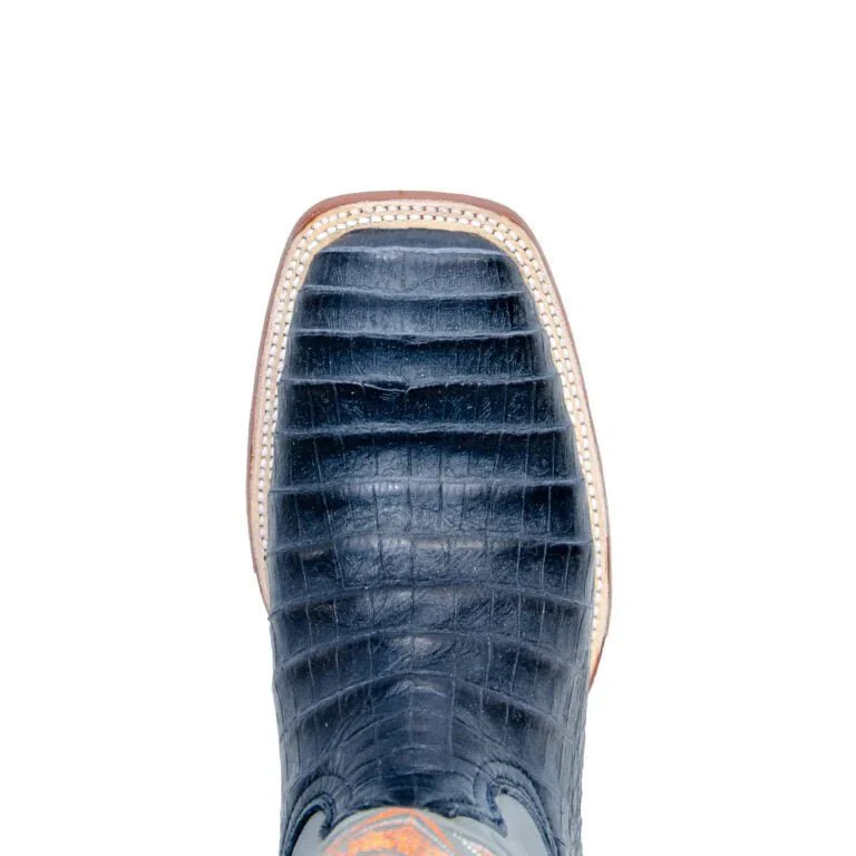 Tanner Mark Men's Wheeler Print Caiman Belly Square Toe Boots Black - Imagen 4