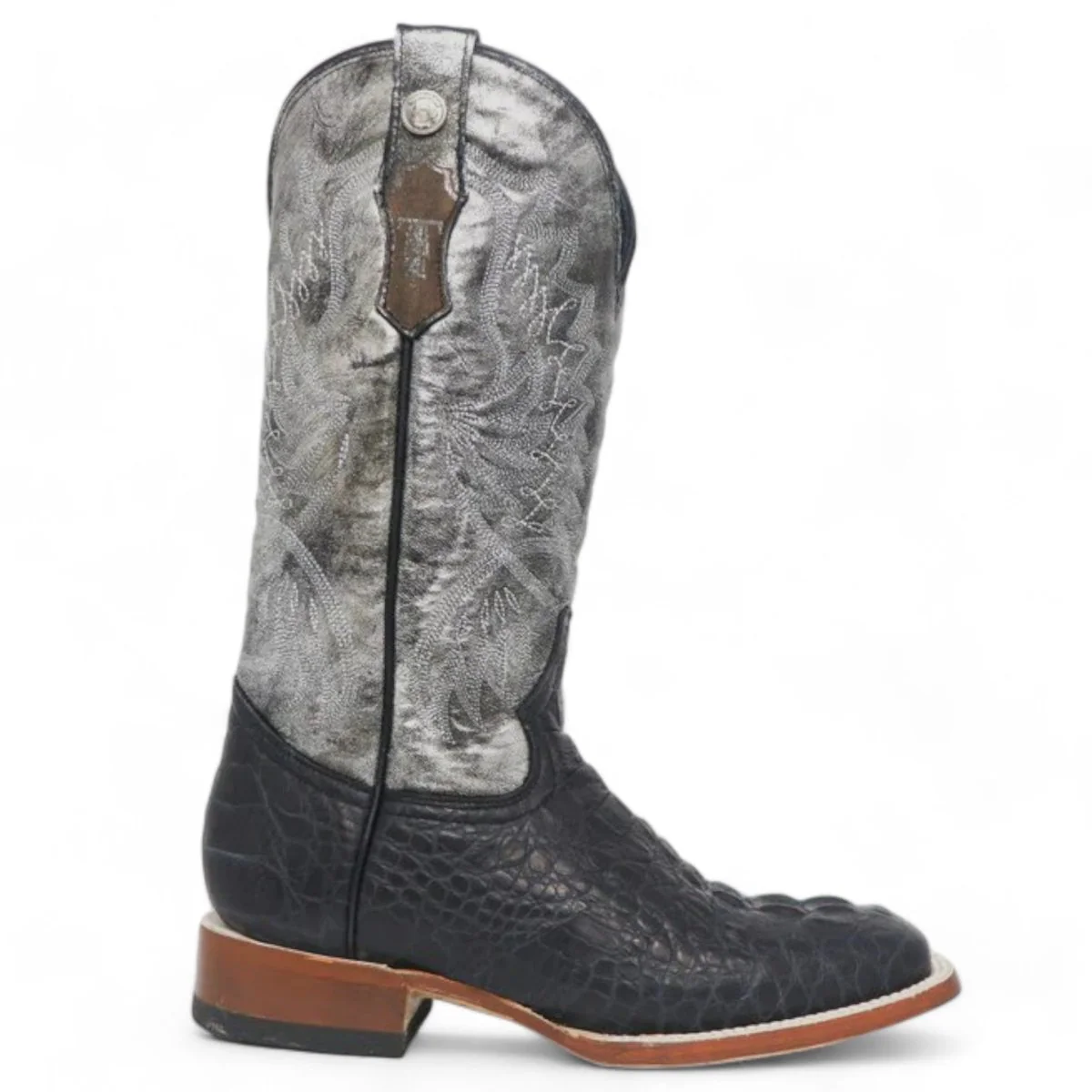Tanner Mark Women's Amberlyn Print Caiman Hornback Square Toe Boots Black - Imagen 3