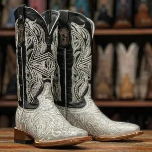 Tanner Mark Women's "Chrome" Saddle Stamp Leather Square Toe Boots