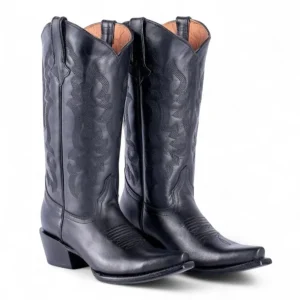 Tanner Mark Women's Dark Horse Snip Toe Leather Boots Black Calf