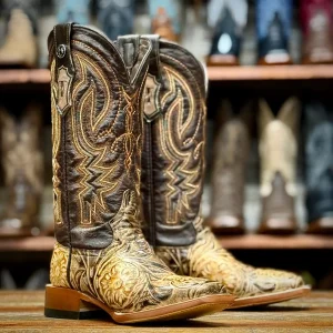 Tanner Mark Women's Hand Tooled Square Toe Leather Boots - Orix