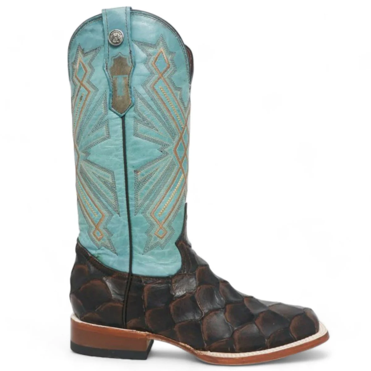 Tanner Mark Women's 'Kaci Mae' Print Monster Fish Square Toe Boots Choco - Imagen 3