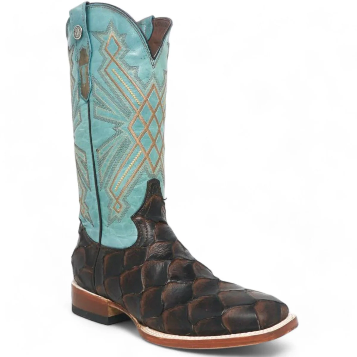 Tanner Mark Women's 'Kaci Mae' Print Monster Fish Square Toe Boots Choco - Imagen 2