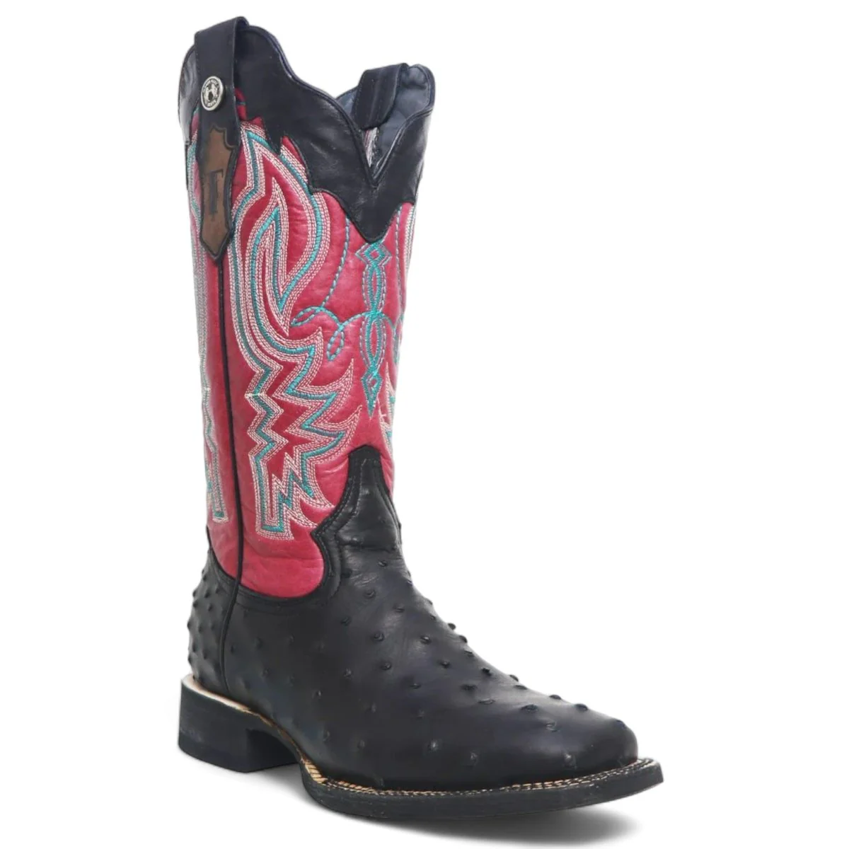 Tanner Mark Women's 'Kennedy' Ostrich Print Square Toe Boots Black - Imagen 4