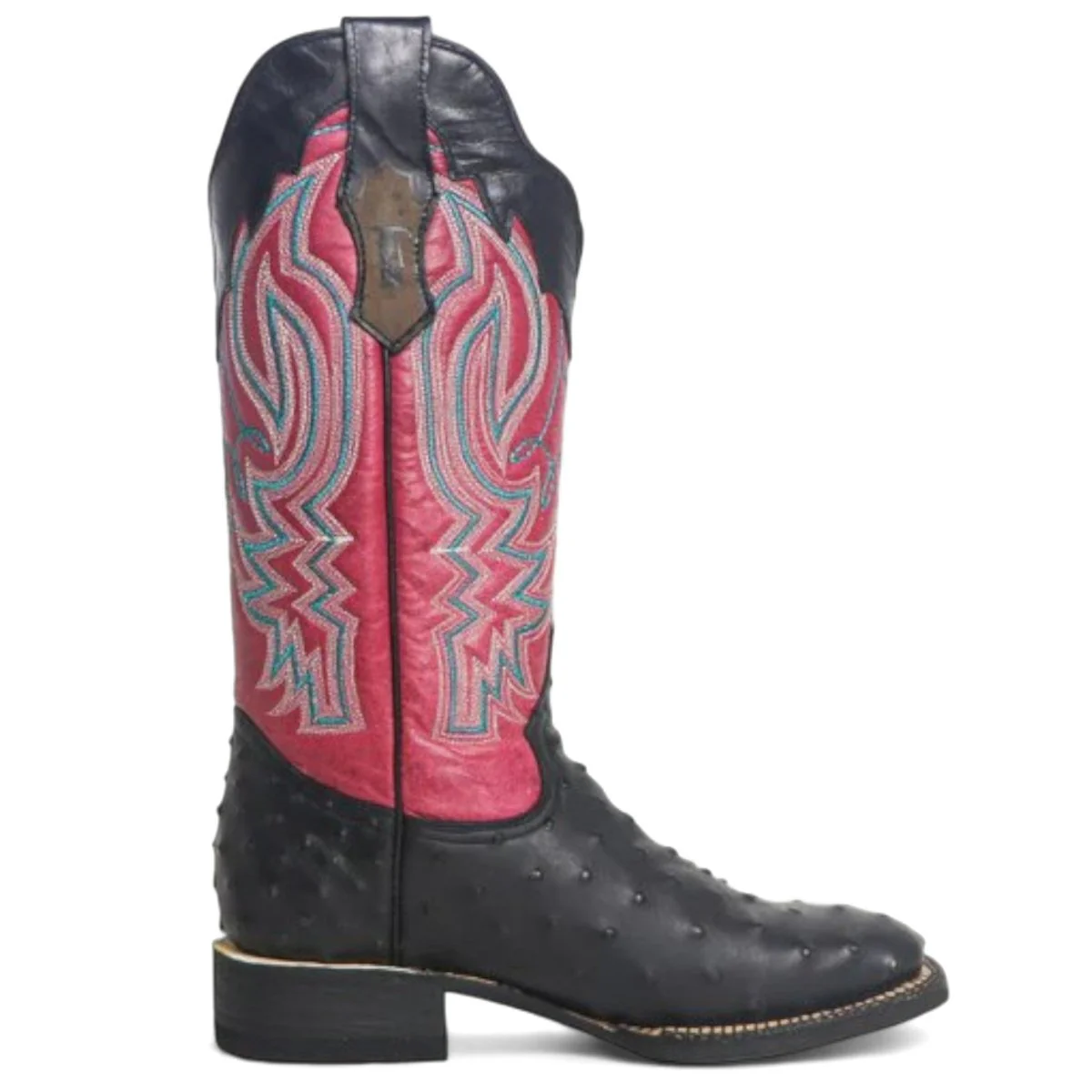 Tanner Mark Women's 'Kennedy' Ostrich Print Square Toe Boots Black - Imagen 5