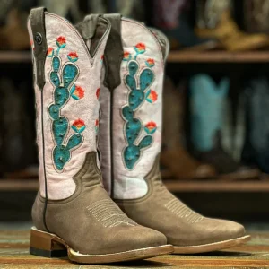 Tanner Mark Women's Leather Square Toe Boots Chocolate