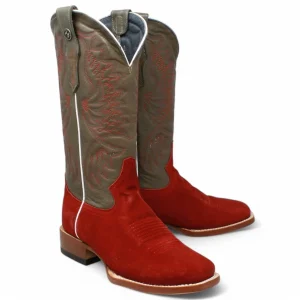 Tanner Mark Women's Leather Square Toe Boots Red -TML207095