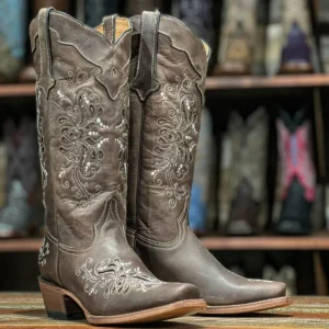 Tanner Mark Women's Pasadena Leather Square Toe Boots Chocolate