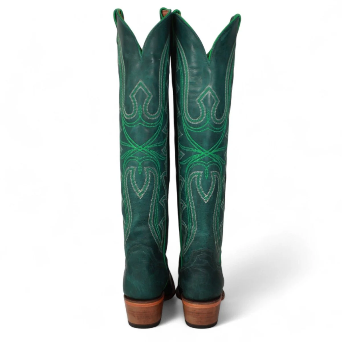 Tanner Mark Women's Snip Toe Fashion Heel Knee High Leather Boots- Green - Imagen 5