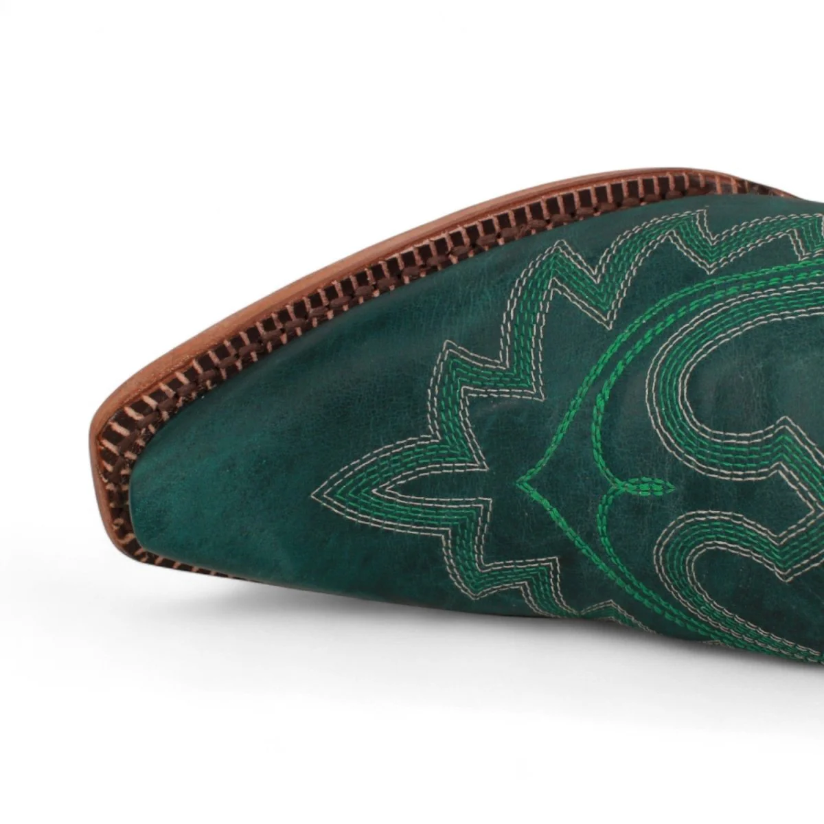 Tanner Mark Women's Snip Toe Fashion Heel Knee High Leather Boots- Green - Imagen 9