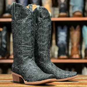 Tanner Mark Women's Tara Leather Square Toe Boots Black