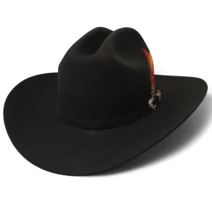 Texana Tombstone Estilo Sinaloa 20X con Plumas - Black