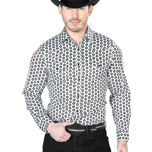 White And Black Casual Long Sleeve Shirt 43938