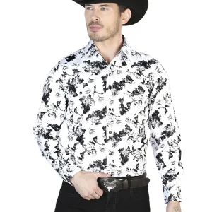 White And Black Casual Long Sleeve Shirt 43952