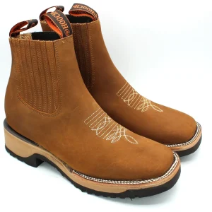 Wide Square Toe Ankle Boots with Rubber Sole Hooch Tan H42D2631