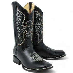 Women's Diana Square Toe Leather Boots Black