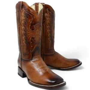 Women's Diana Square Toe Leather Boots Honey